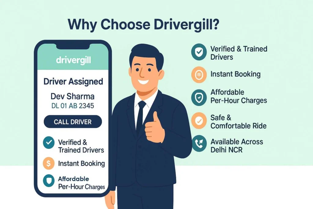 Best Car Driver Services in Delhi – Book Private, Corporate & Hourly Drivers | Drivergill