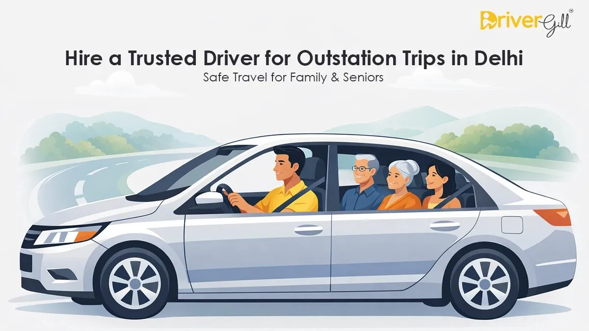 Hire a Trusted Driver for Outstation Trips in Delhi – Safe Travel for Family & Seniors - DriverGill